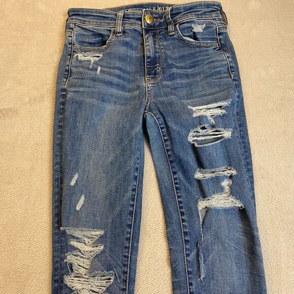 American Eagle Women's Jeans Size 4 Distressed Super Stretch Skinny Regular - Picture 12 of 16